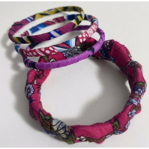 Floral Fabric Bangle 4-Piece Set (PINK)